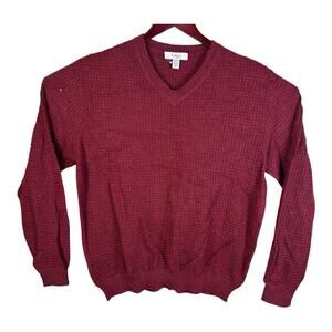 Turnbury Sweater V Neck 100% Baby Alpaca Sweater Maroon Soft Men's Size Large